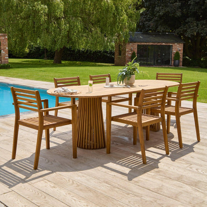 Willow Natural Wood Oval Garden Dining Table - Laura James