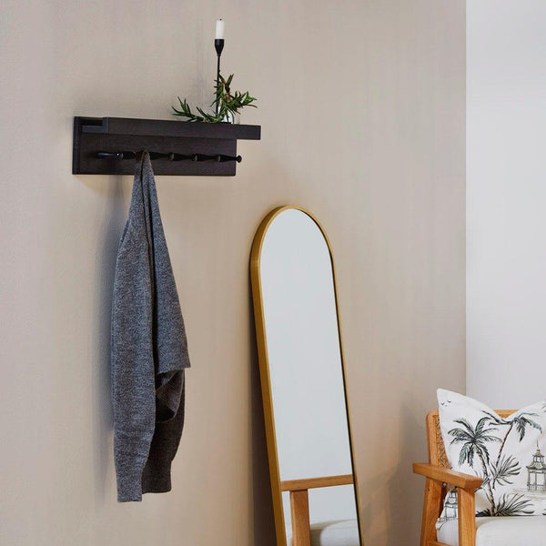 Willow Black Wood Coat Hook with Shelf - Laura James – Laura James