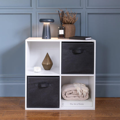 Wooden 4 Cube Storage Unit (Black Baskets) - Laura James