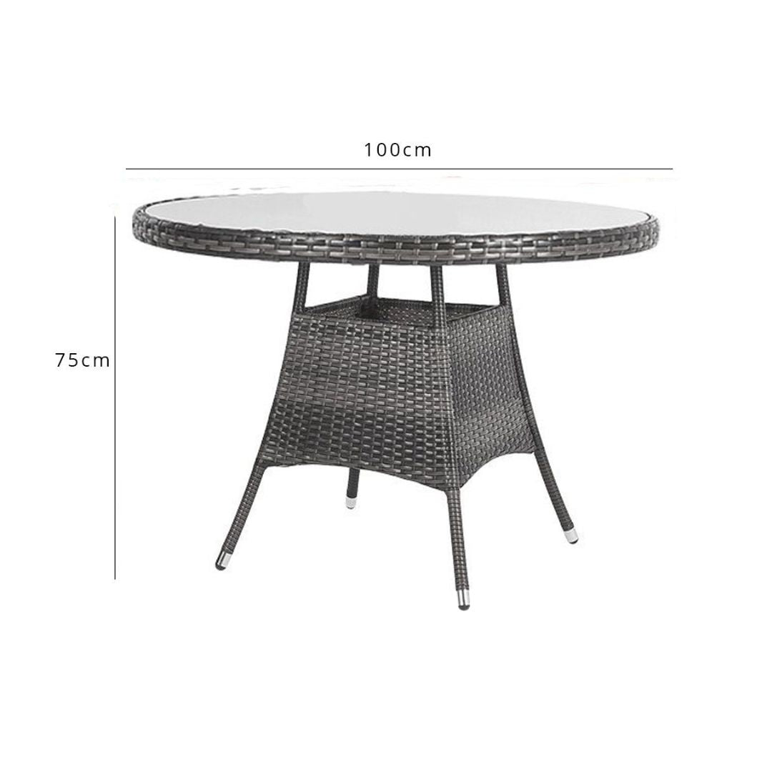 Kemble 4 Seater Outdoor Round Dining Table - Grey
