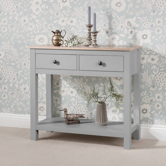 Bampton 2 Drawer Console Table - Stone Grey - Laura James