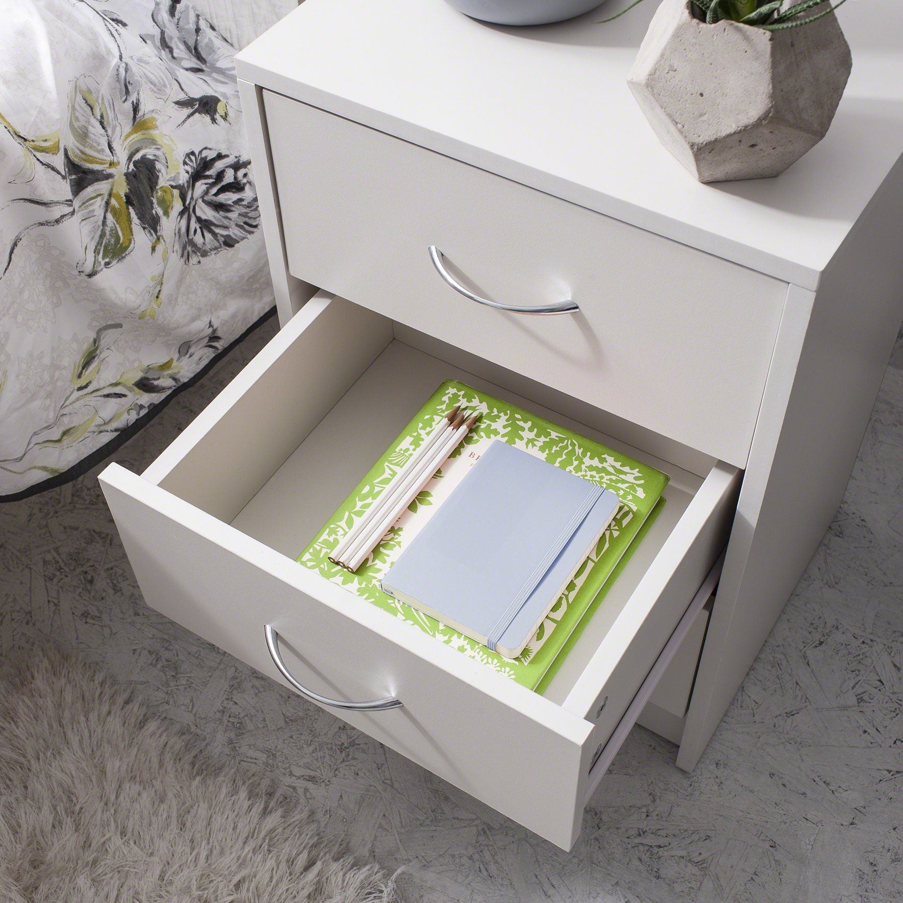 White Bedside Tables Cabinet - 3 Drawers - PRE-ORDER - IN STOCK – 23 - 24 September - Laura James
