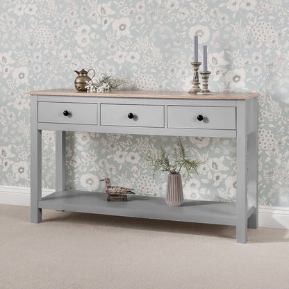 Bampton 3 Drawer Console Table - Stone Grey - Laura James