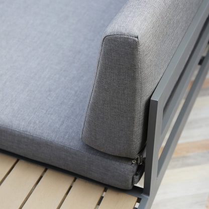 Maia 5 Seater Garden Interchangeable Sofa Set with Grey LED Premium Cantilever Parasol - Grey