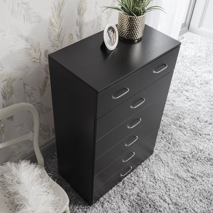 7 Drawer Tall Chest of Drawers in Black - Laura James