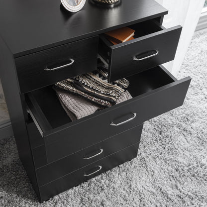 7 Drawer Tall Chest of Drawers in Black - Laura James