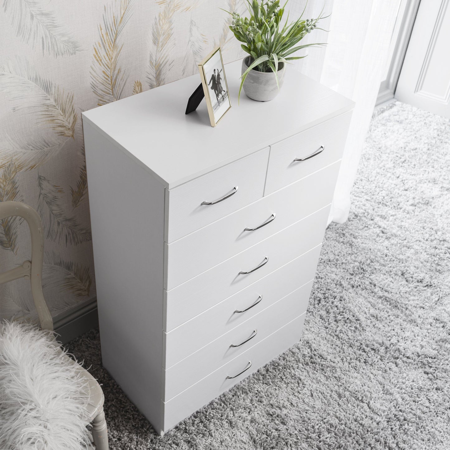 7 Drawer Tall Chest of Drawers in White - PRE-ORDER - IN STOCK – 18 -19 SEPTEMBER - Laura James