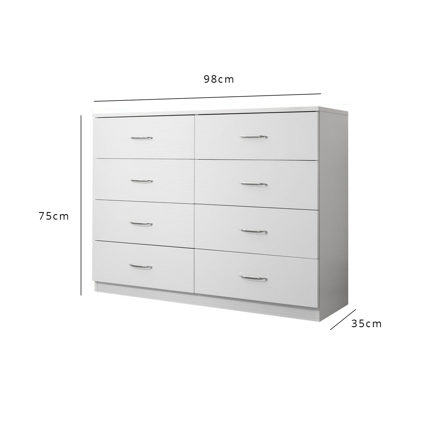 White 8 drawer chest of drawers