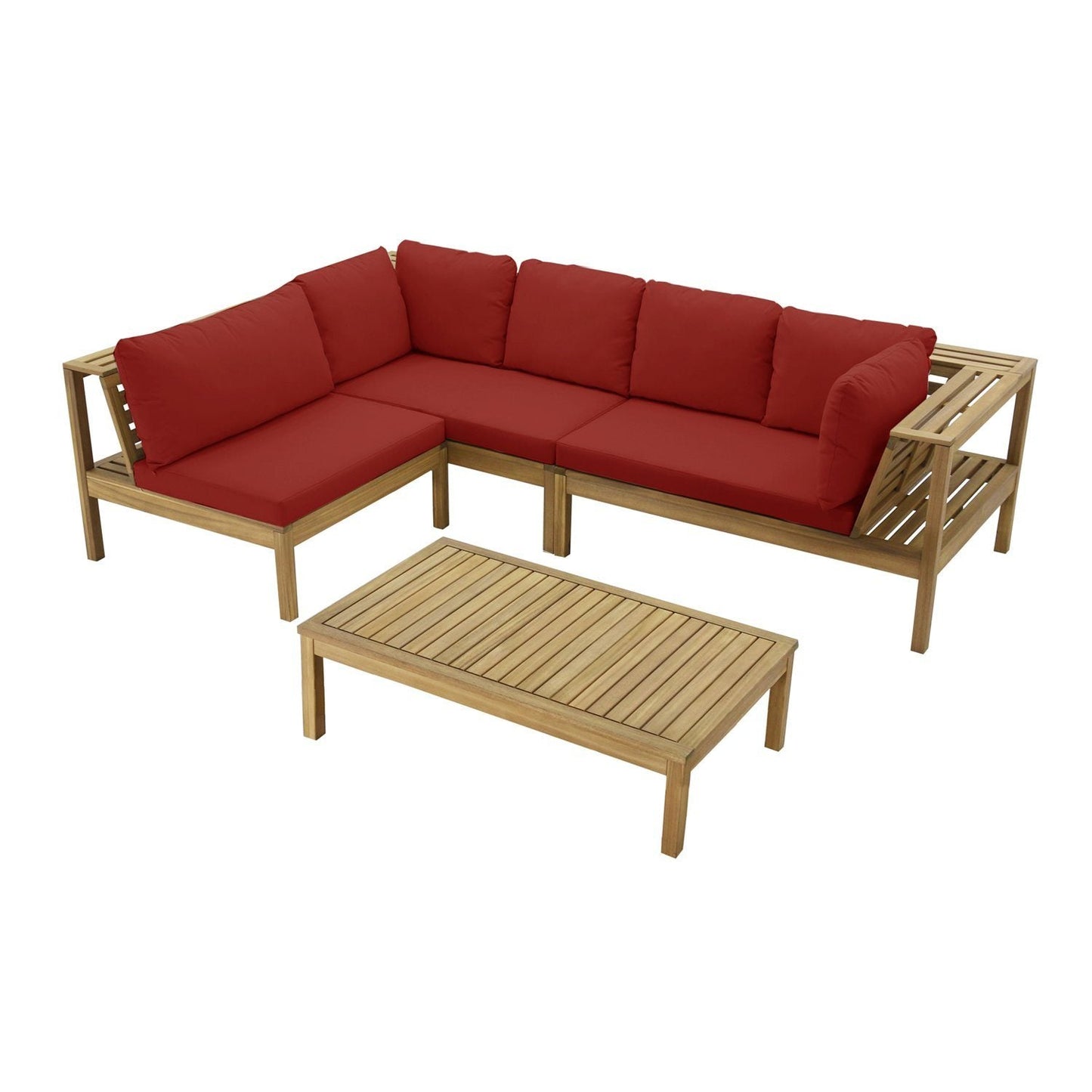 Dakota outdoor sofa set with grey LED premium parasol - acacia wood