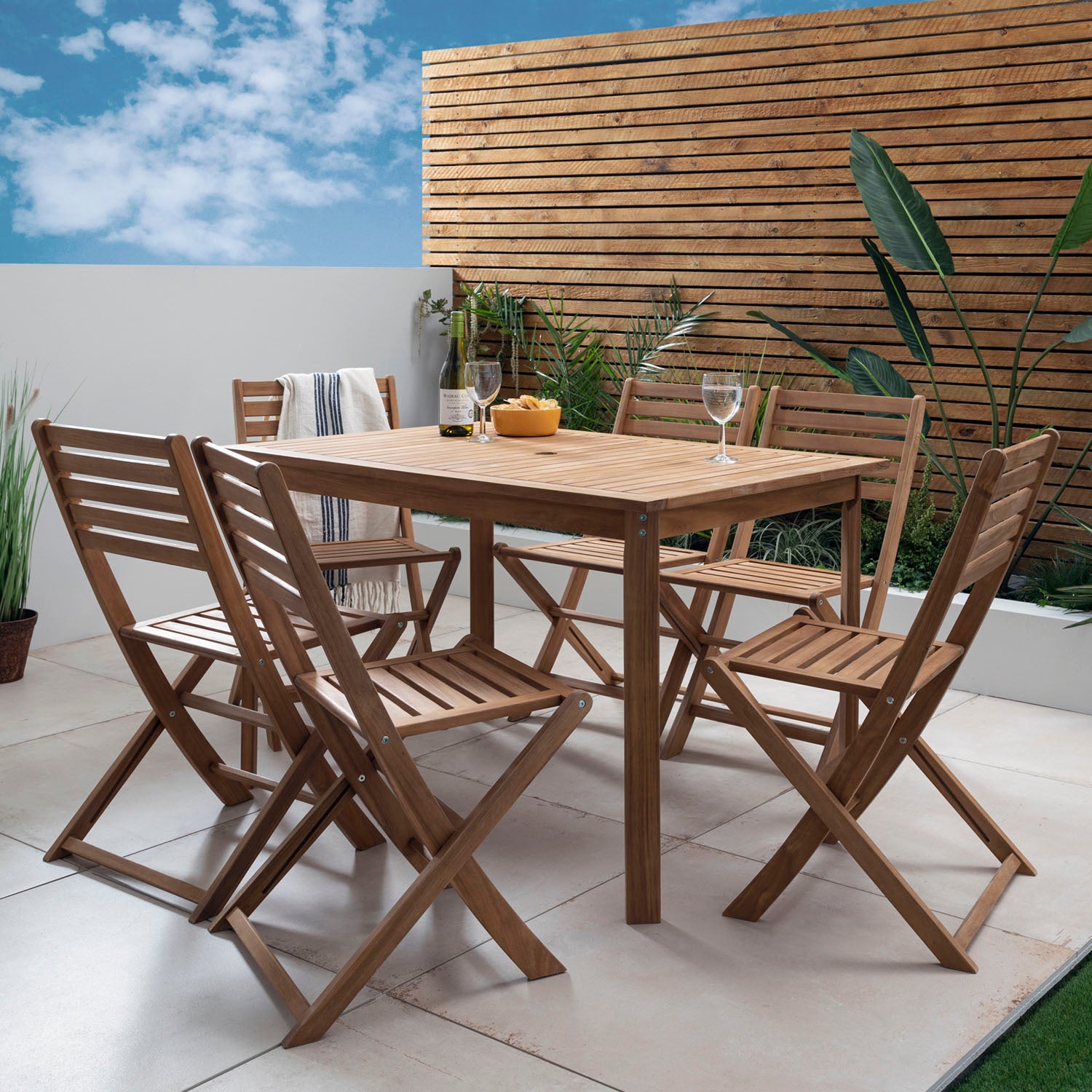 6 seater wooden discount garden dining set