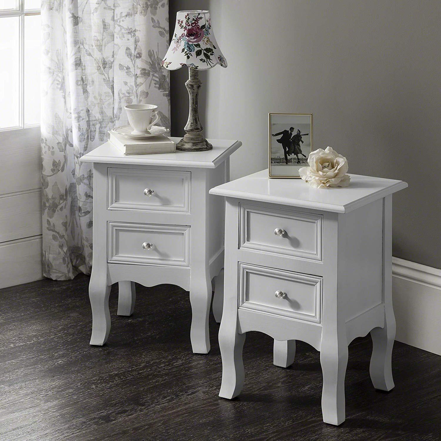 White bedside deals table round