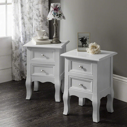 White Bedside Tables (2 Units) Fully Assembled - Laura James
