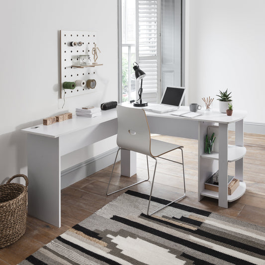 White Corner Computer Desk For Home Office - Laura James