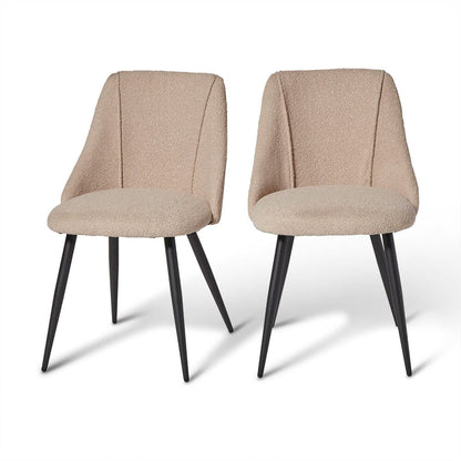 Amy Dining Chair - set of 2 - Boucle with Black Legs