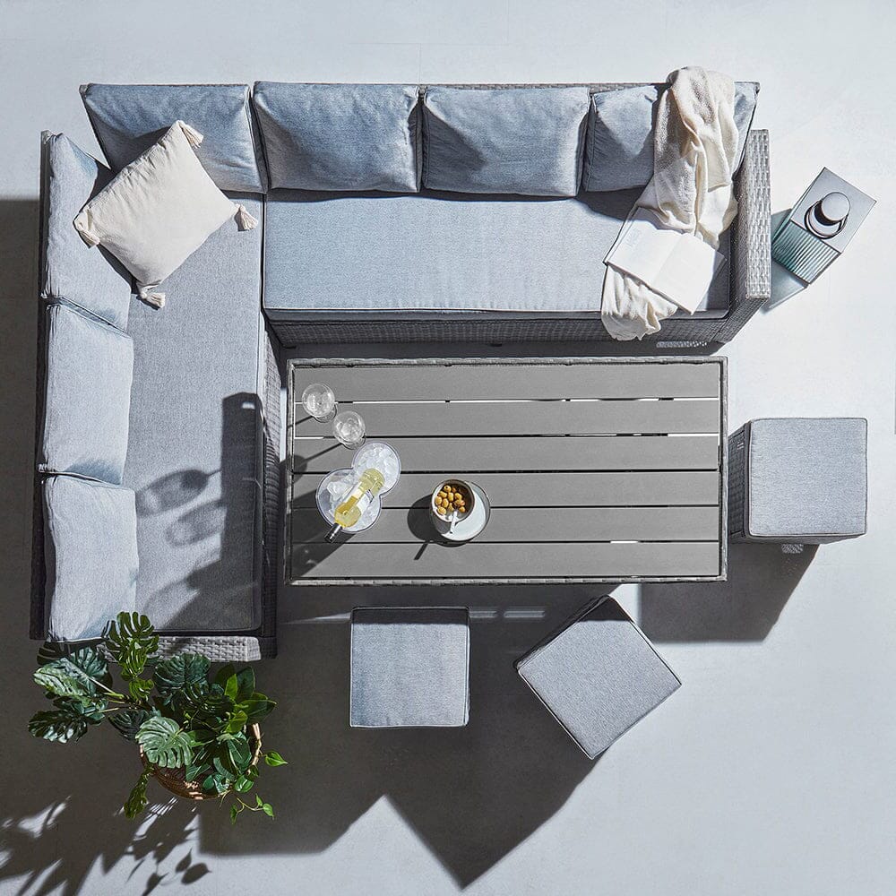 Aston Sofa Dining Set Sofa Set Grey Polywood with Premium Cream Parasol