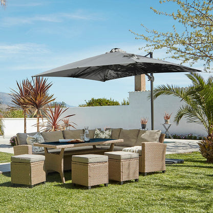 Aston Garden Sofa Set - Natural Brown & Grey Parasol - Laura James