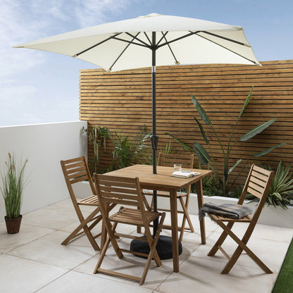 Ackley wooden garden furniture – 4 seater outdoor dining set with cream parasol - Laura James