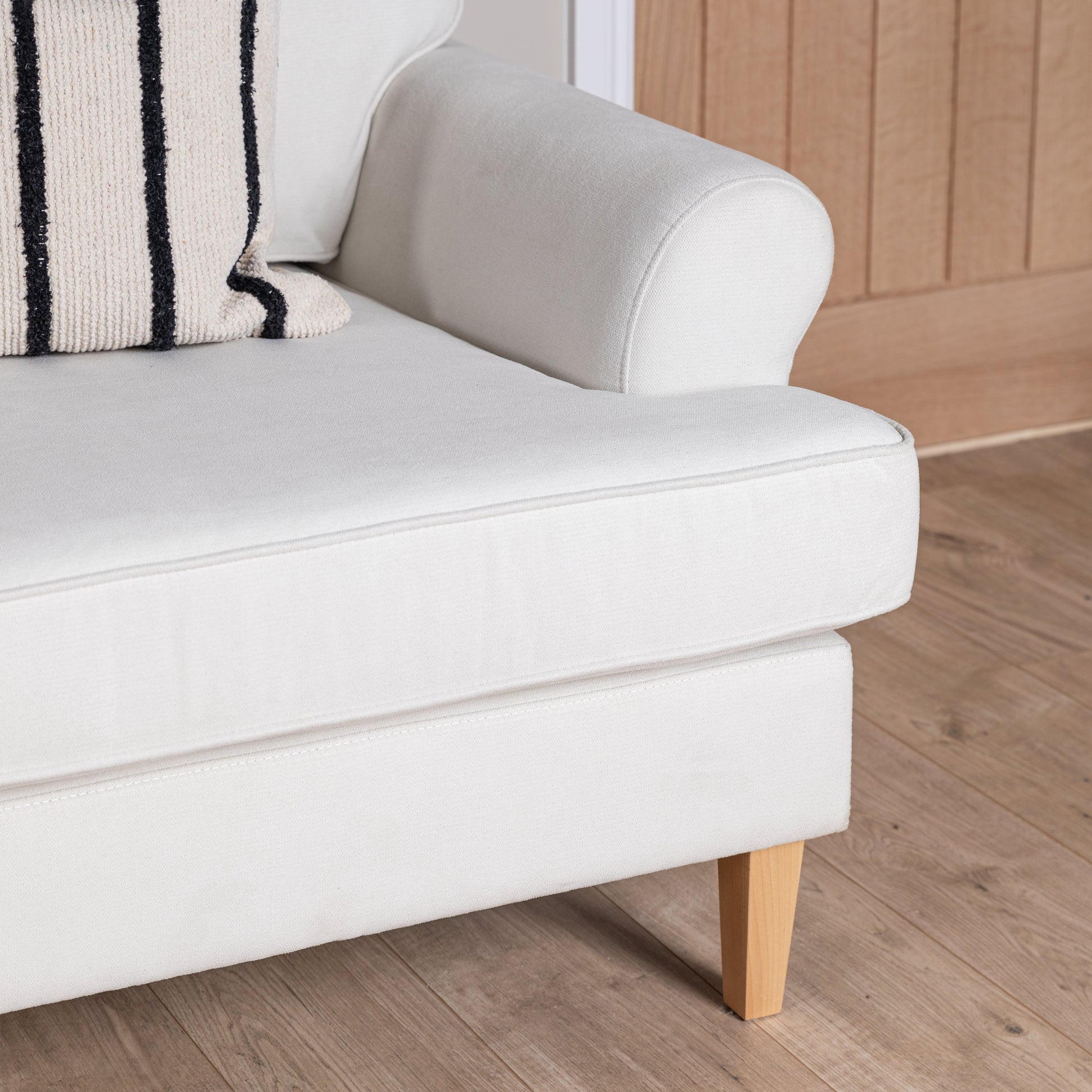Annabelle corner sofa with chaise Natural Ivory with Dark Oak Legs