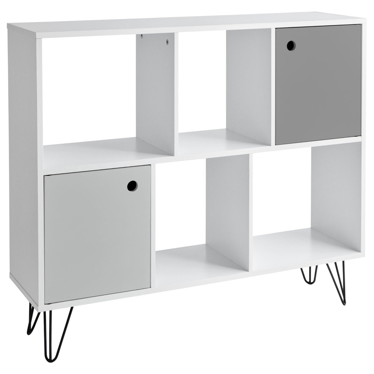 Anderson White Mid Century Modern storage unit with grey cupboards - Laura James