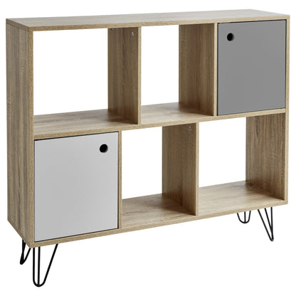 Anderson Oak Effect Mid Century Modern storage unit with grey cupboards - Laura James