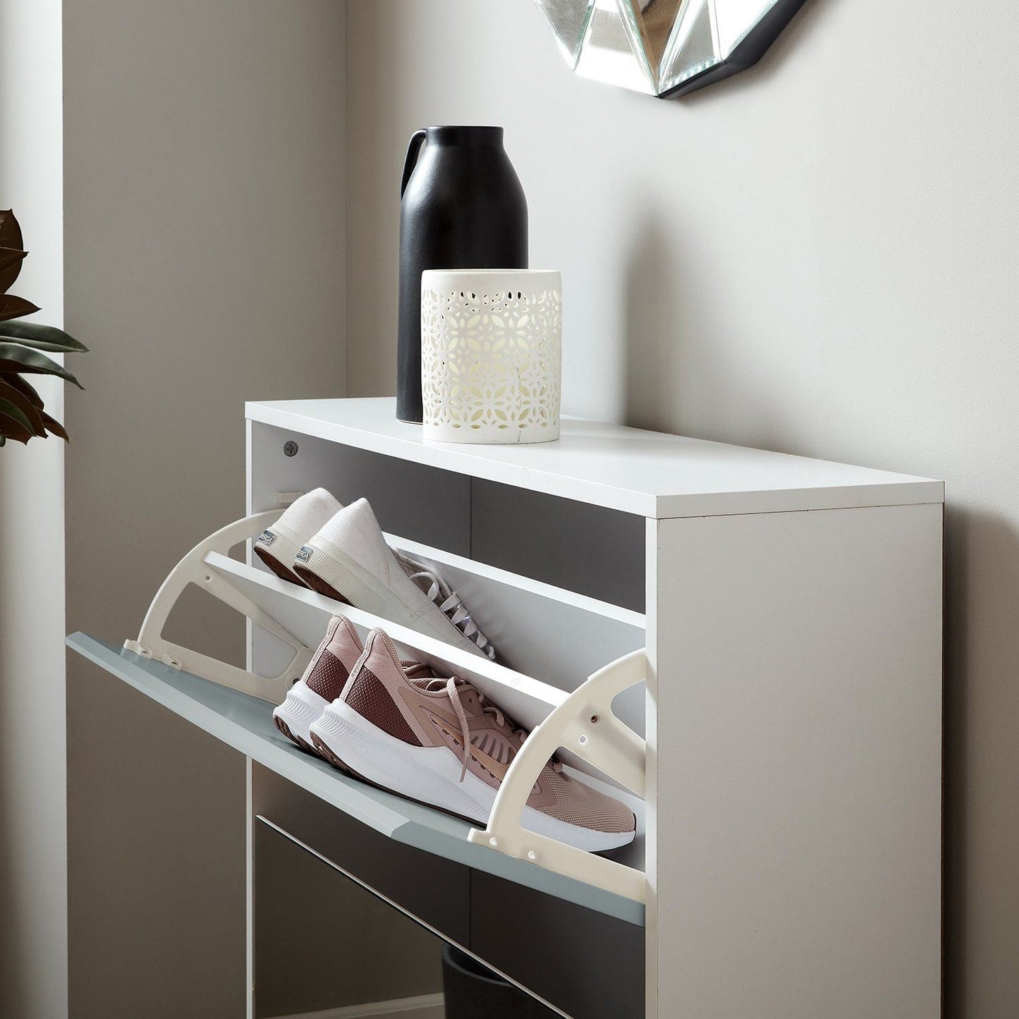 Anderson shoe cabinet - 2 door - white and grey - Laura James