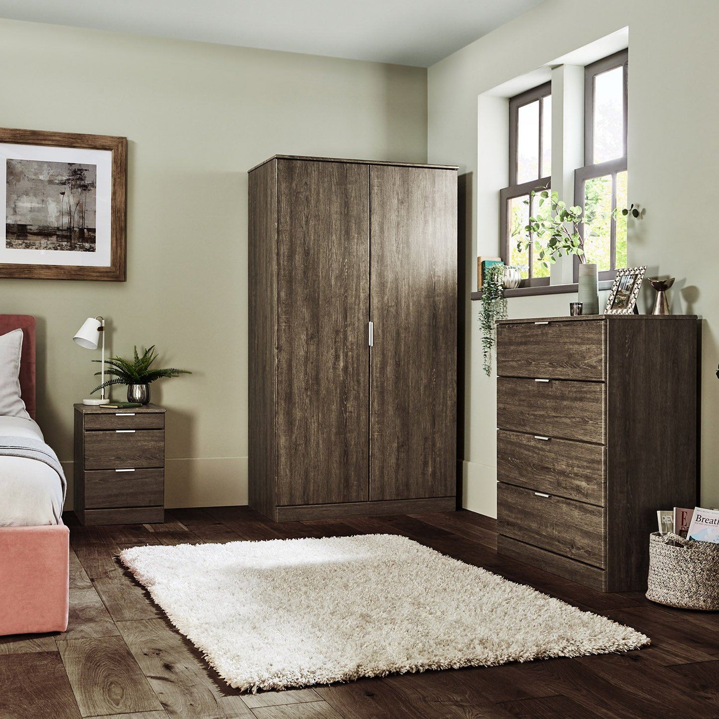 Ayla 3 piece bedroom furniture set - dark oak - Laura James