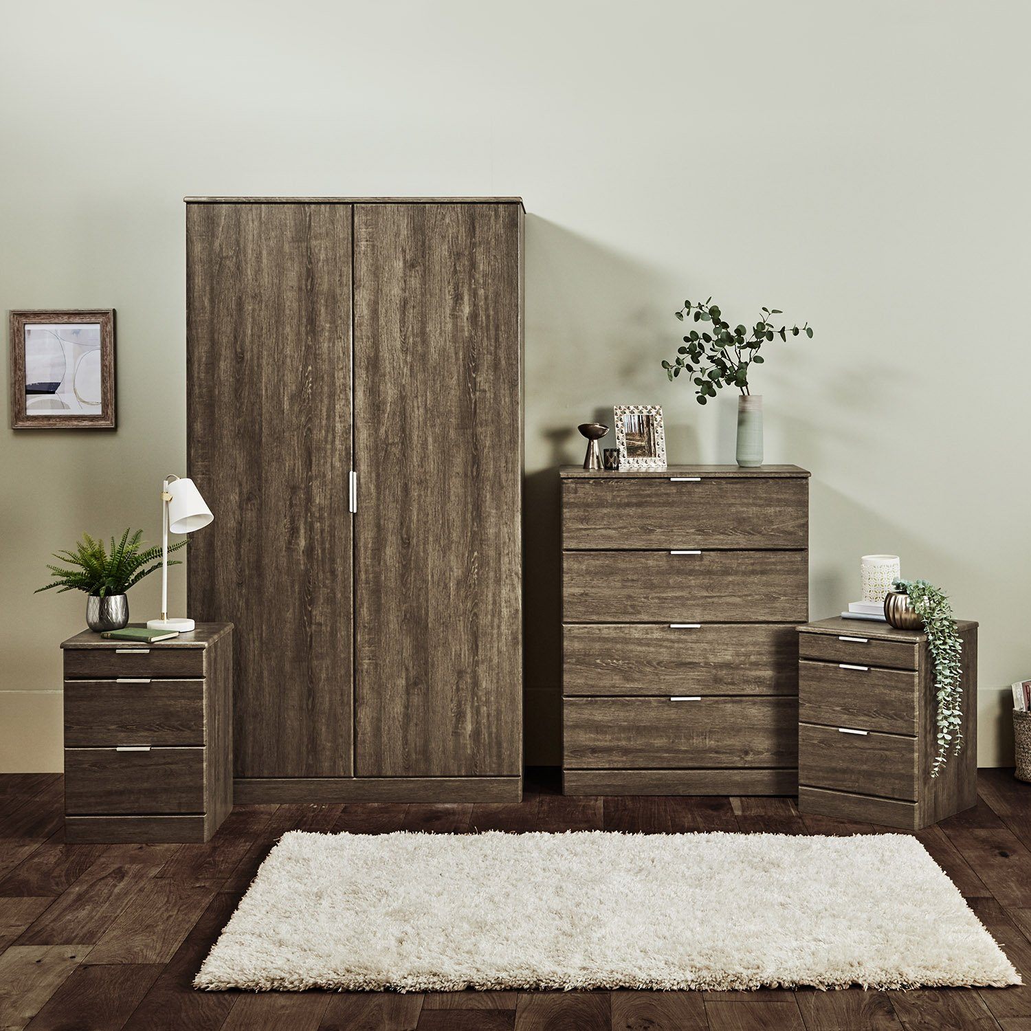 Ayla 4 piece bedroom furniture set - dark oak - Laura James