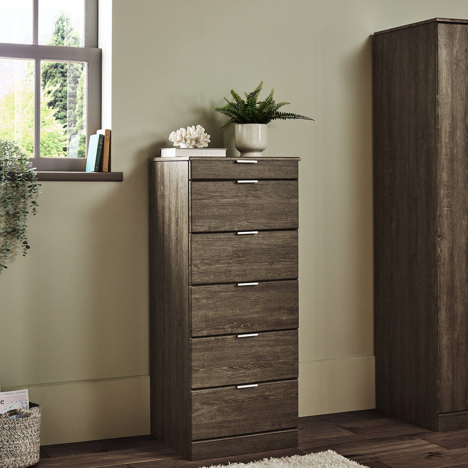 Dark wood clearance tallboy