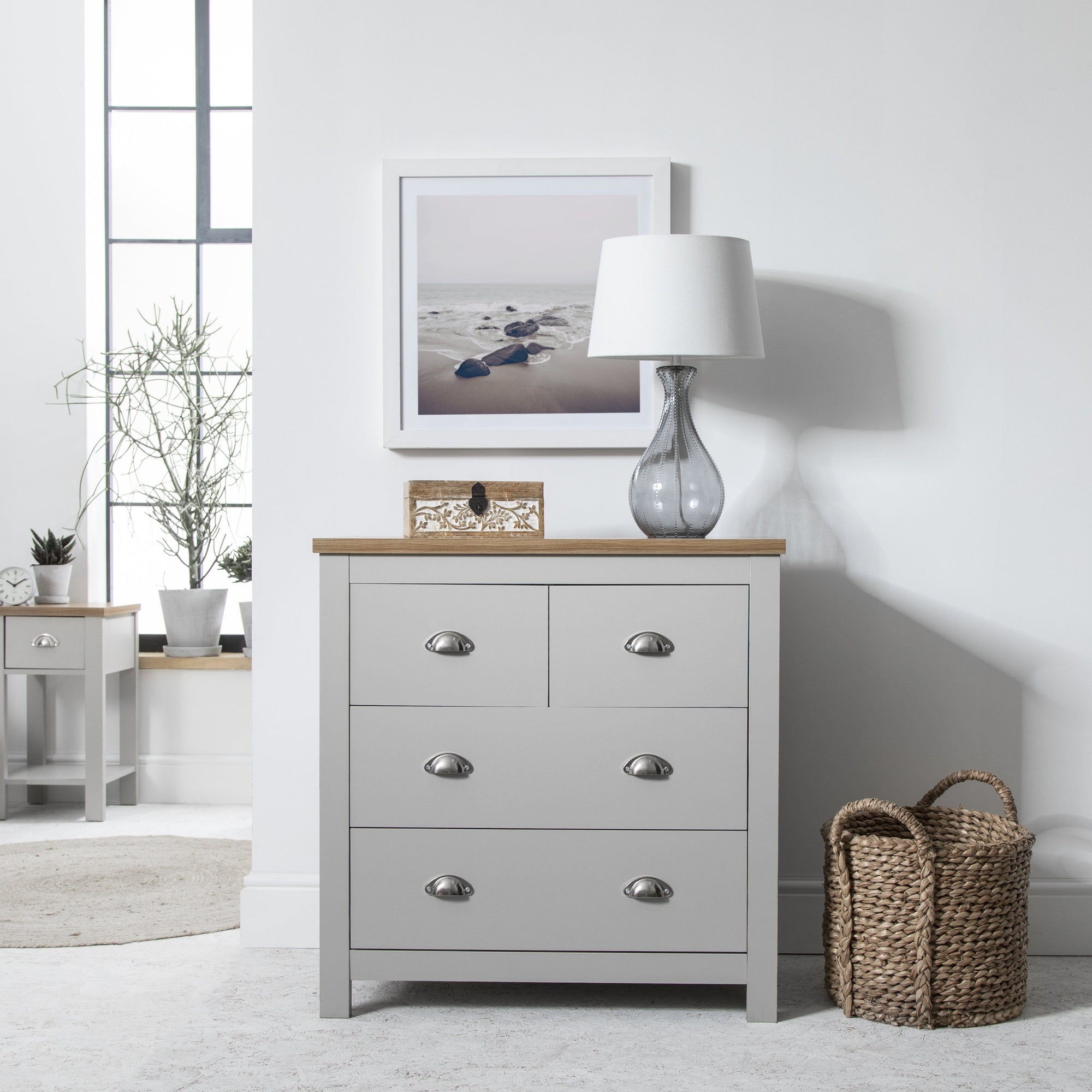 Bampton chest of drawers - 2 over 2 - grey