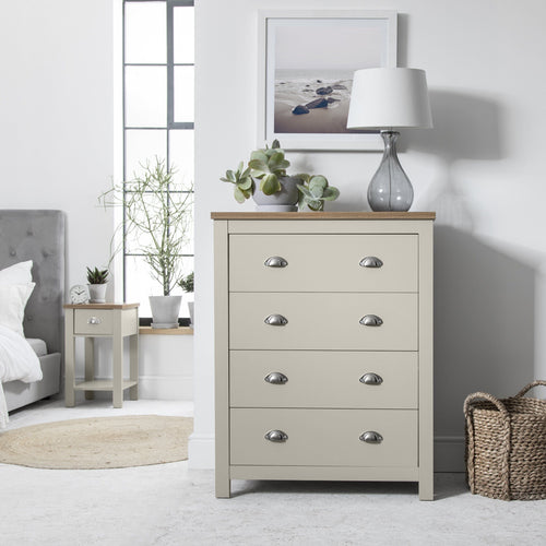 Bampton Tall 4 Drawer Chest of Drawers - Grey