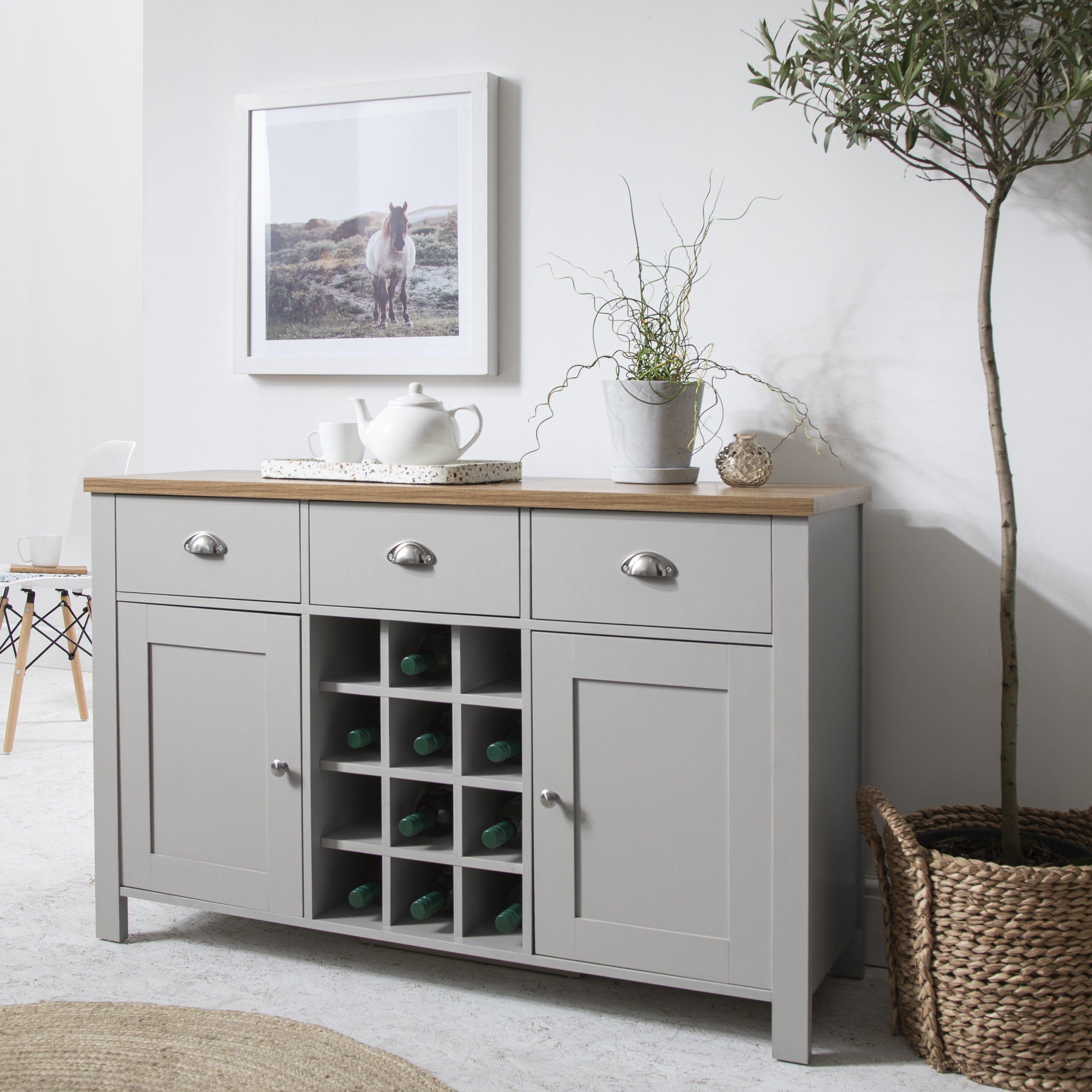 Bampton Sideboard with Wine Rack Grey Laura James Ireland