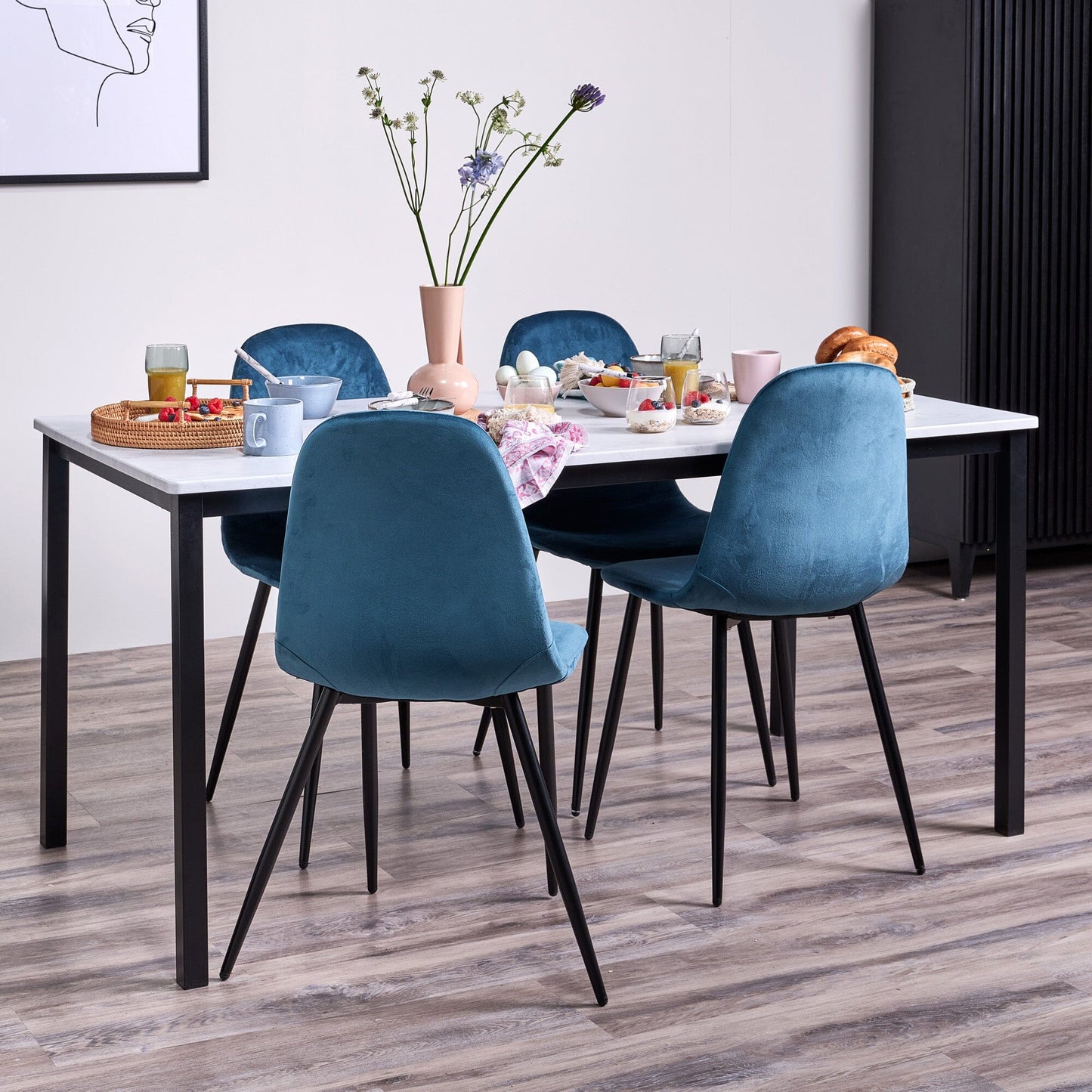 Milo Marble Top 6 Seater Dining Table - Laura James