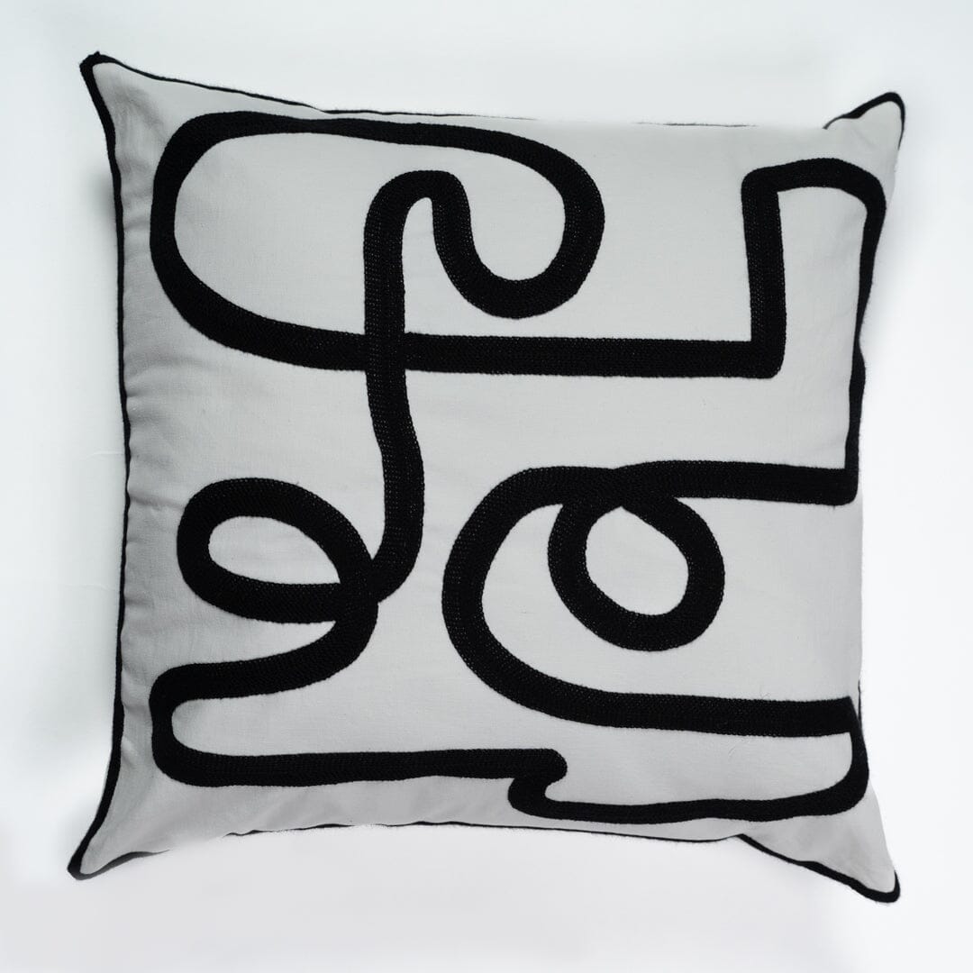 Black embroidered cushion cover - Laura James