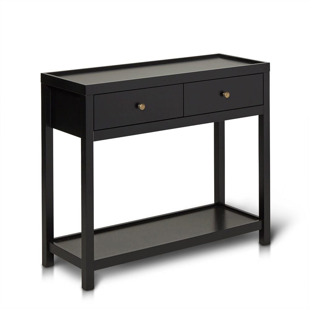 Charlie Two Drawer Console Table in Noir Black - Laura James