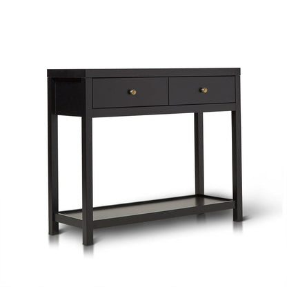 Charlie Two Drawer Console Table in Noir Black - Laura James