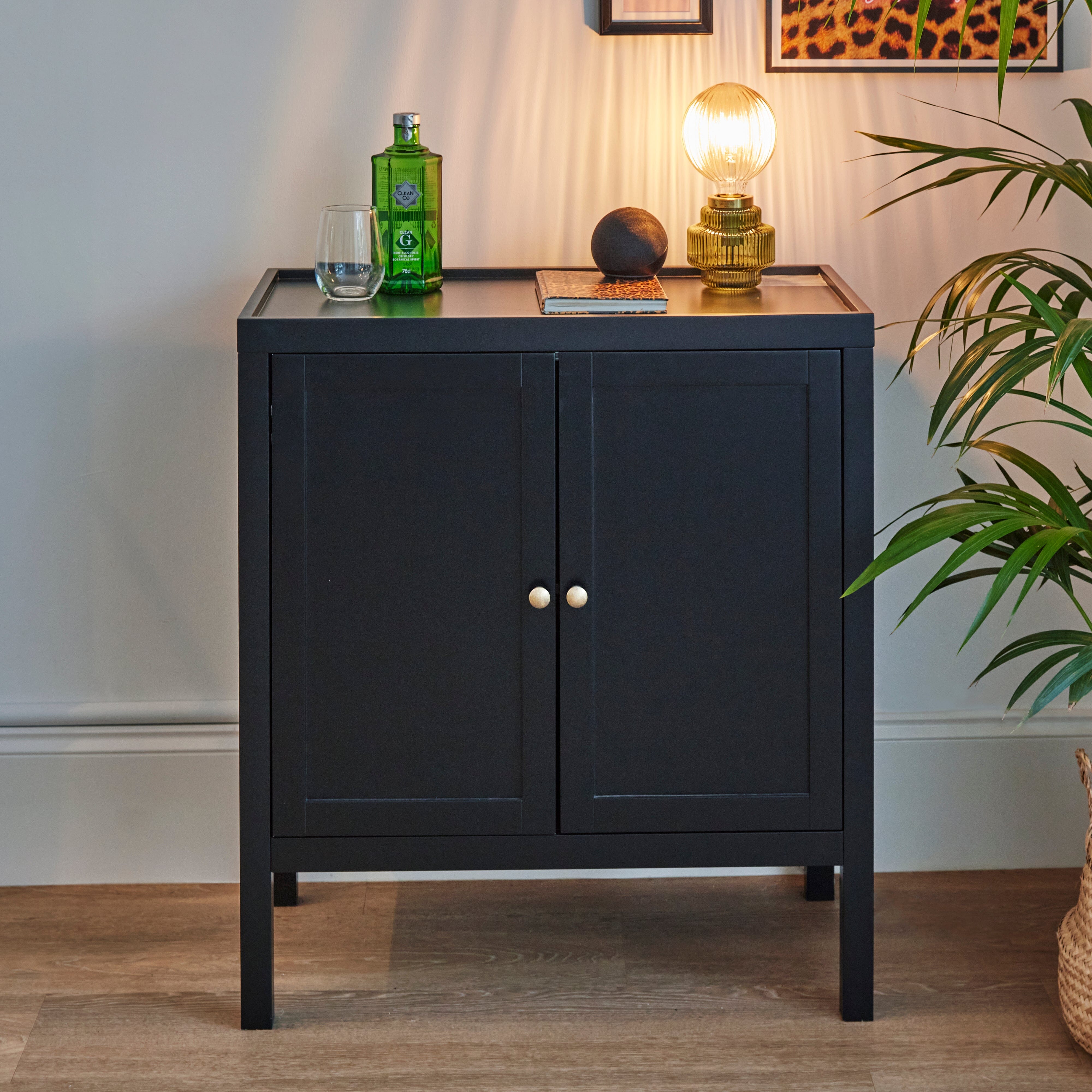 KLMです　美品drawer 黒ピーコート　金ボタン38 Charlie 2 Door Small Sideboard - Noir Black – Laura James Ireland