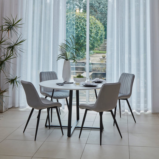Bella Grey Dining Chairs with Black Legs - Laura James
