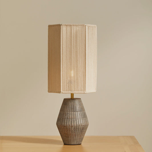 Haveri Mango wood Table Lamp with Hexagon Shade - Laura James