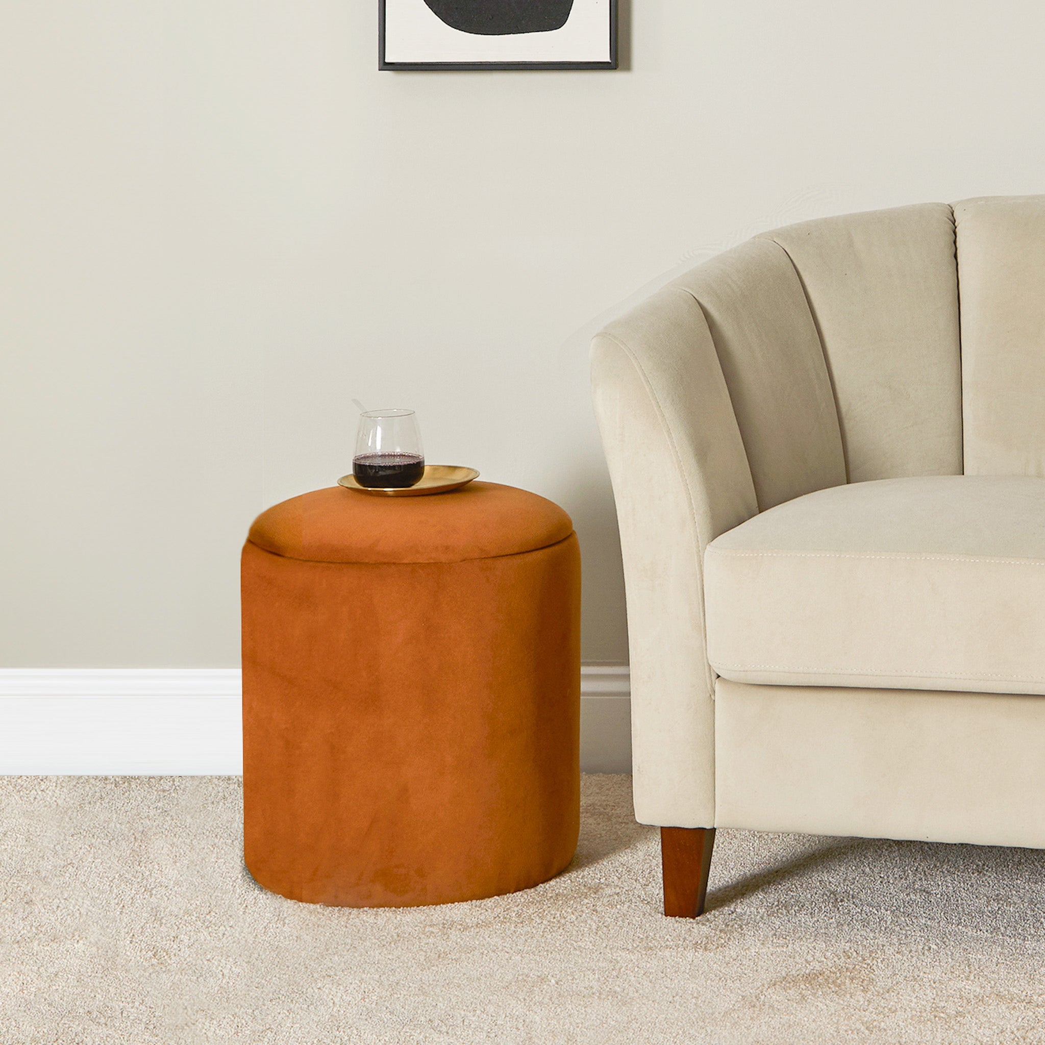 Rust Orange newest Ottoman