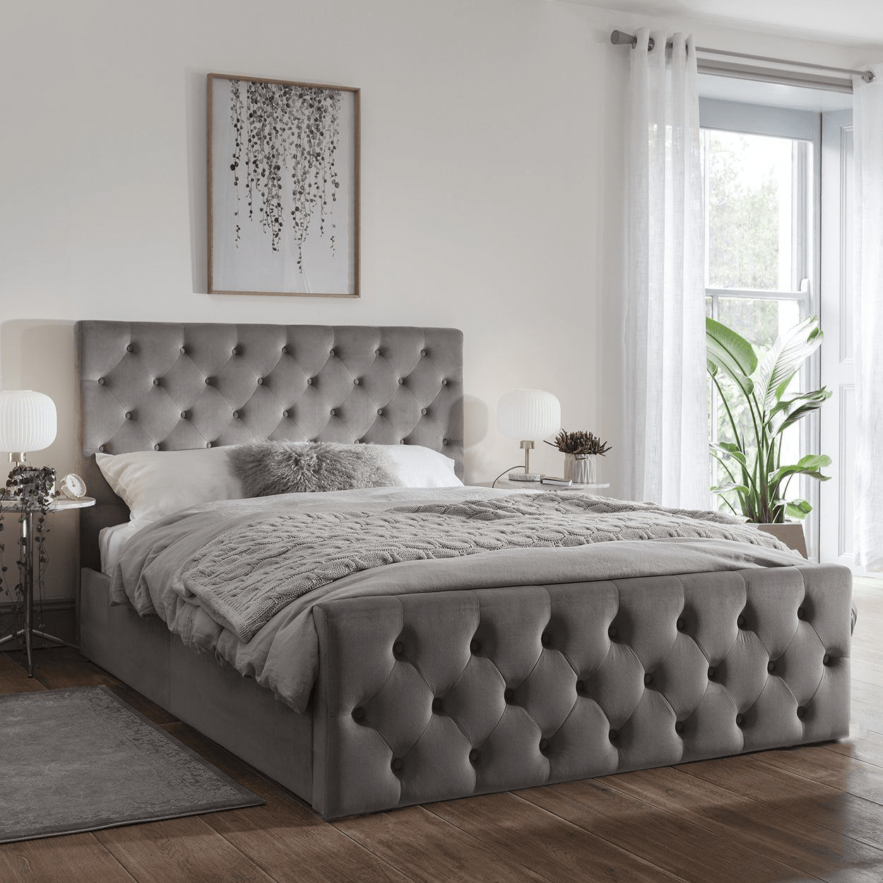 Cavill Grey Fabric Bed Frame Upholstered Double – Laura James Ireland