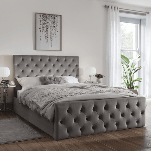 Cavill Grey Fabric Bed Frame Upholstered Double