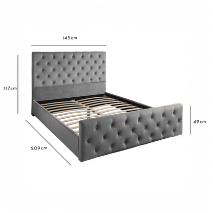 Cavill Grey Fabric Double Bed and Mattress - Laura James