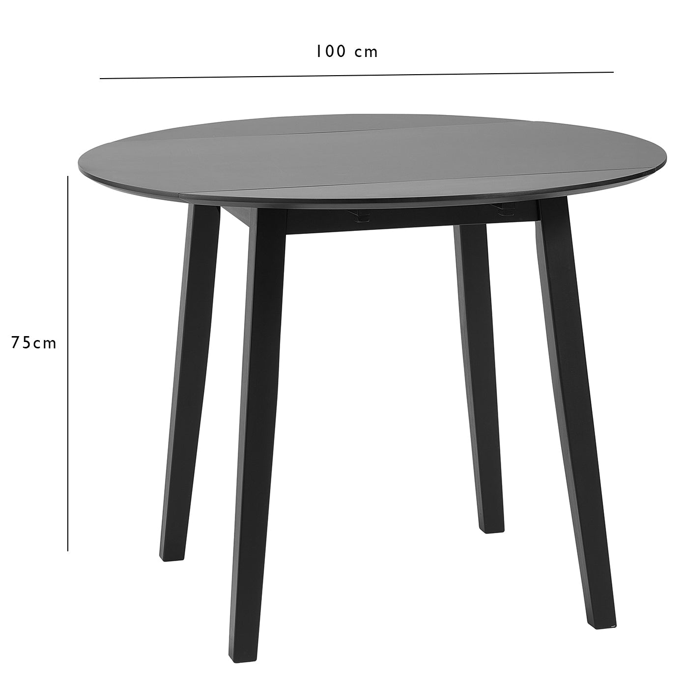 Black round table with outlet leaf