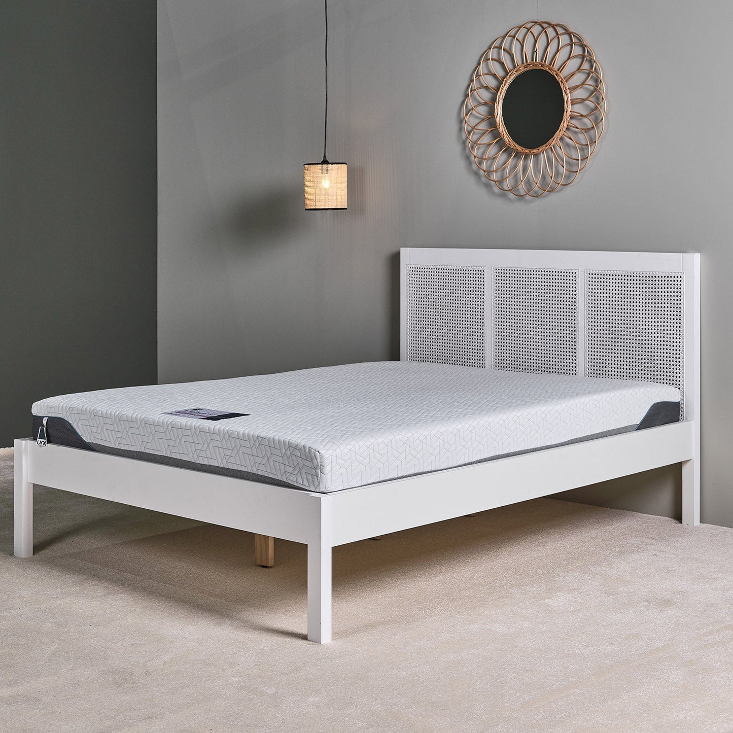 Charlie king bed and mattress set - white - Laura James