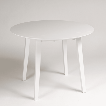 Charlie White Round dining table - with drop leaf
