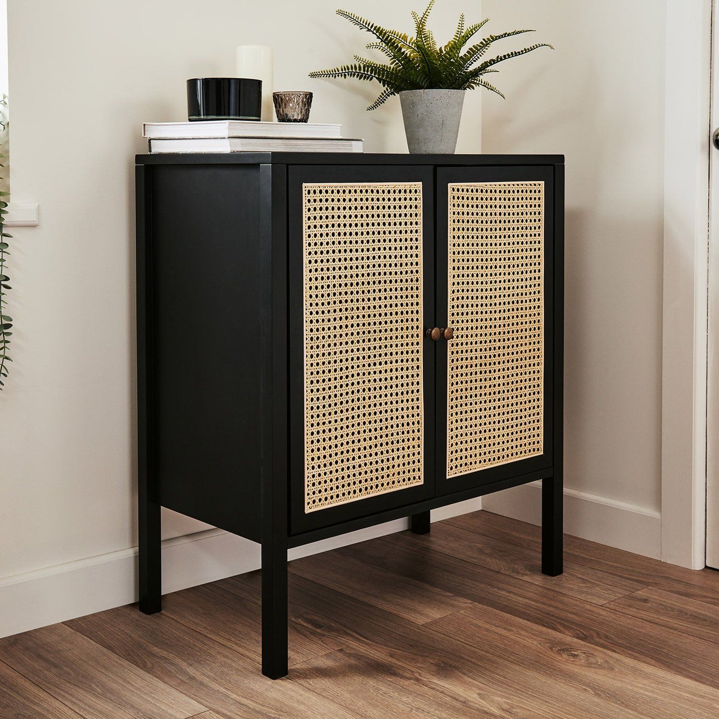 Charlie small sideboard - cane front - black
