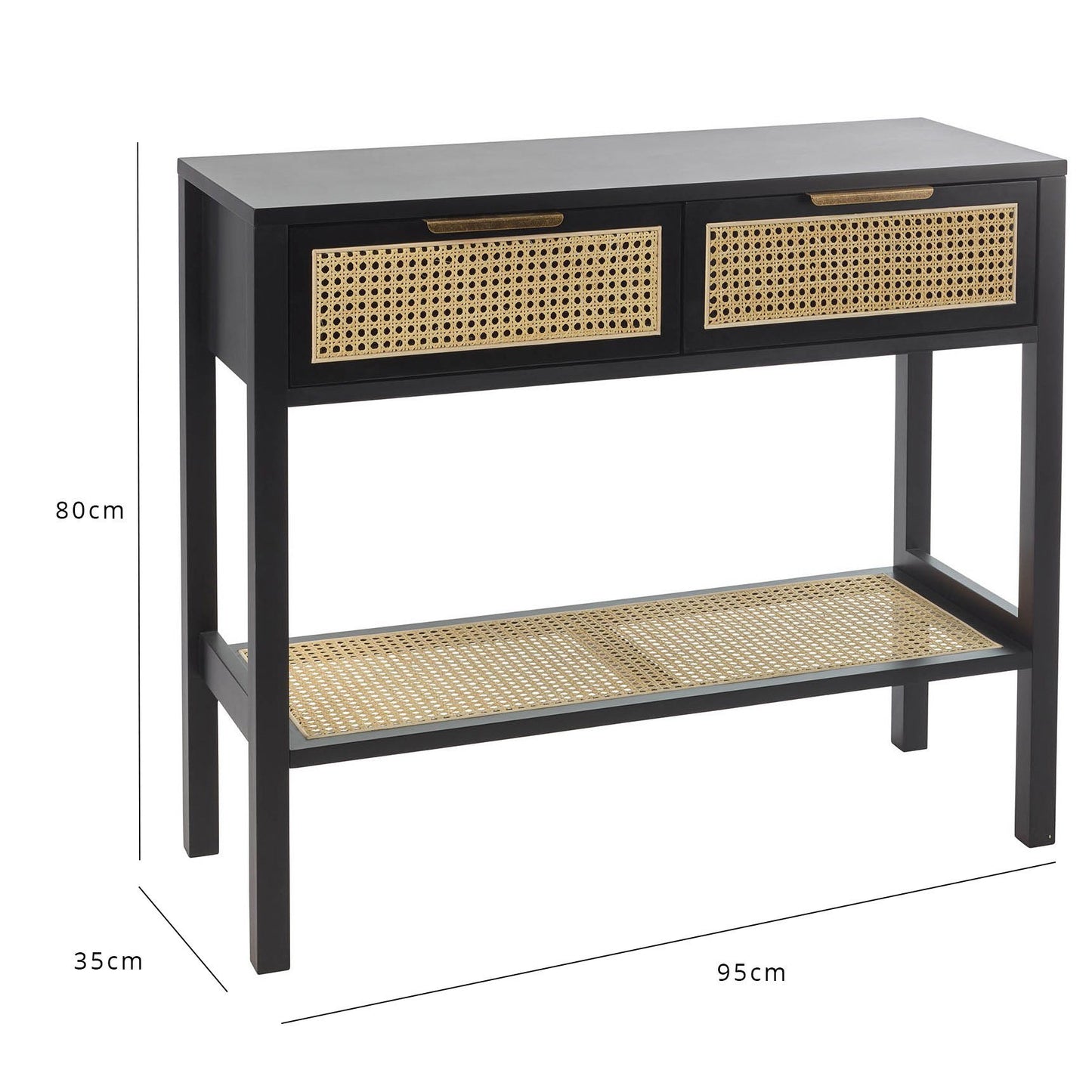 Charlie console table - cane front - black - Laura James