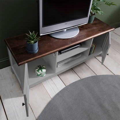 Grey Wooden TV Unit with storage - Chatsworth Cabinet - Laura James