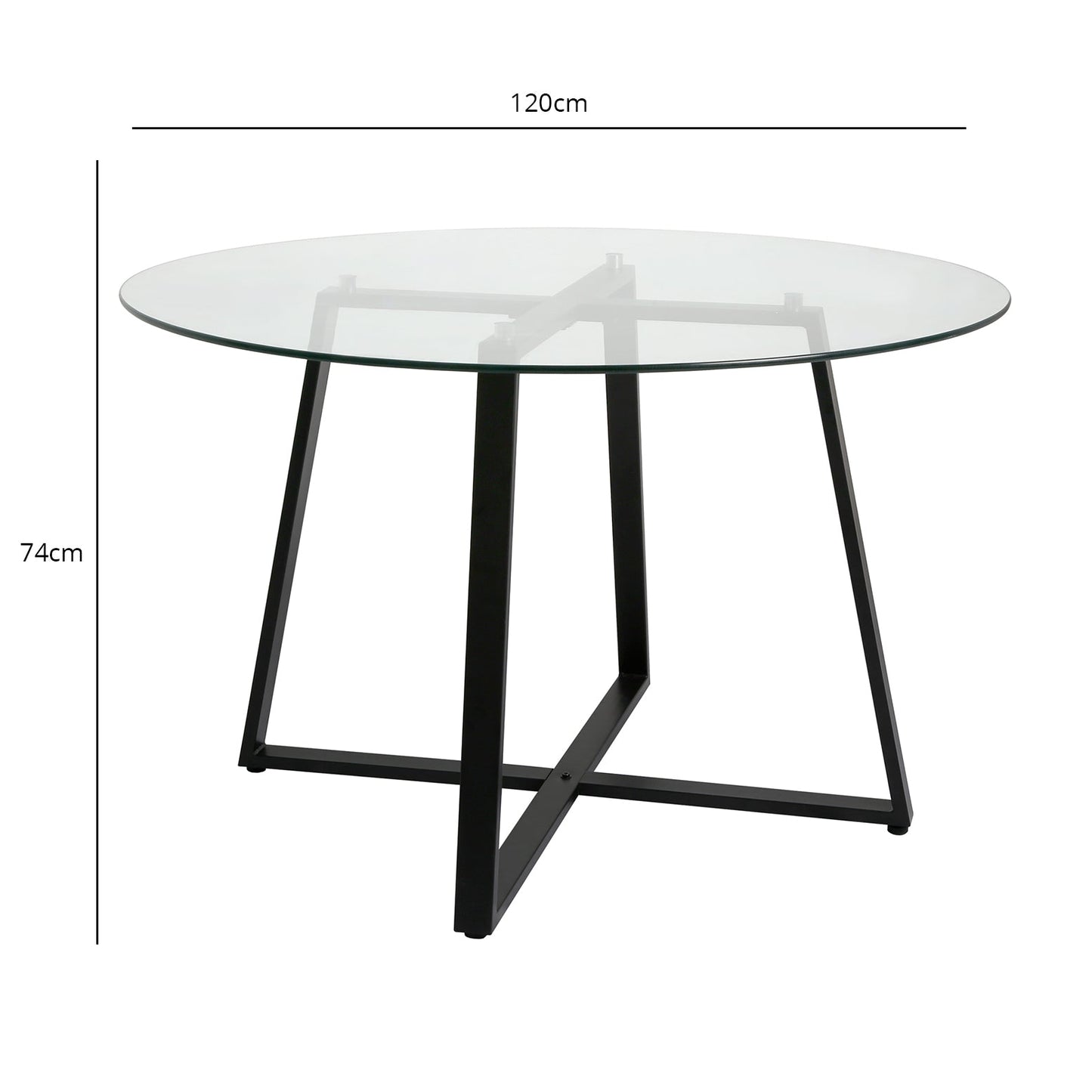 Clara glass round dining table - with black frame