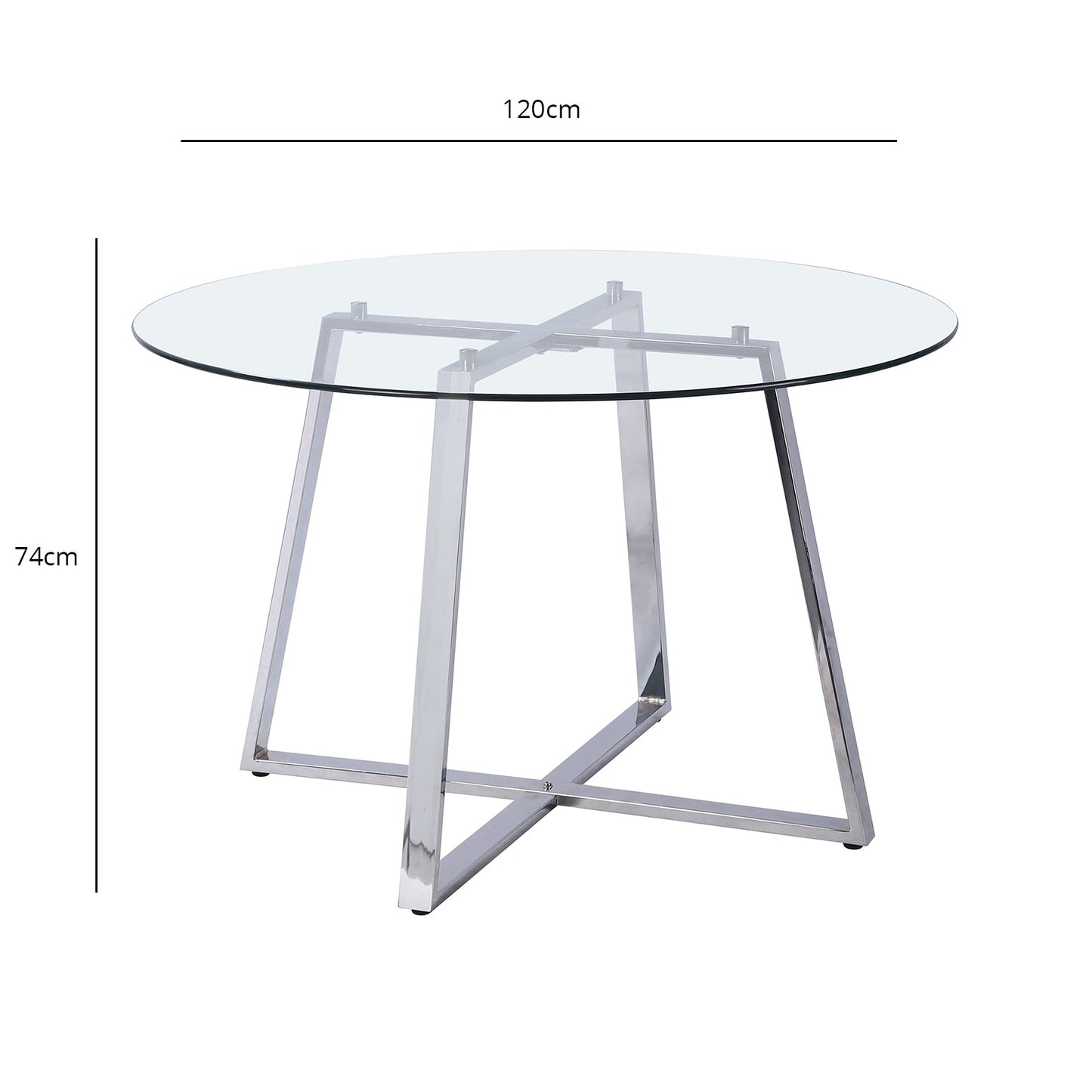 Clara dining table - glass and chrome - Laura James